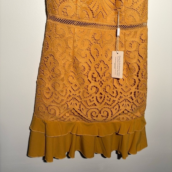NWT Two Sisters The Label Mustard Lace Midi Dress - Picture 4 of 11